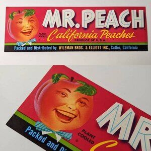 Vintage Mr. Peach Crate Labels set of 2